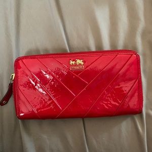Coach red patent wallet